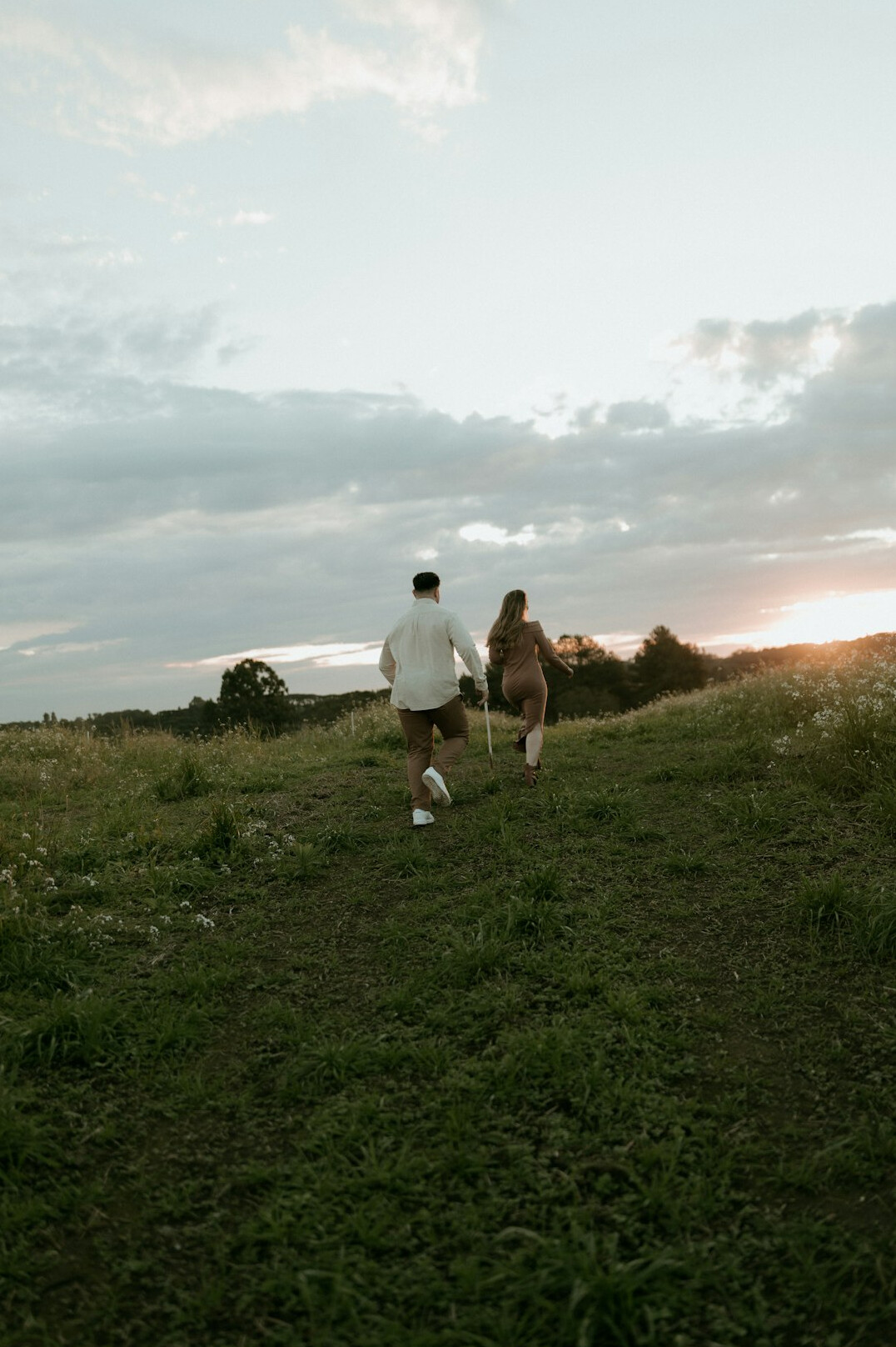 romantic couple walking