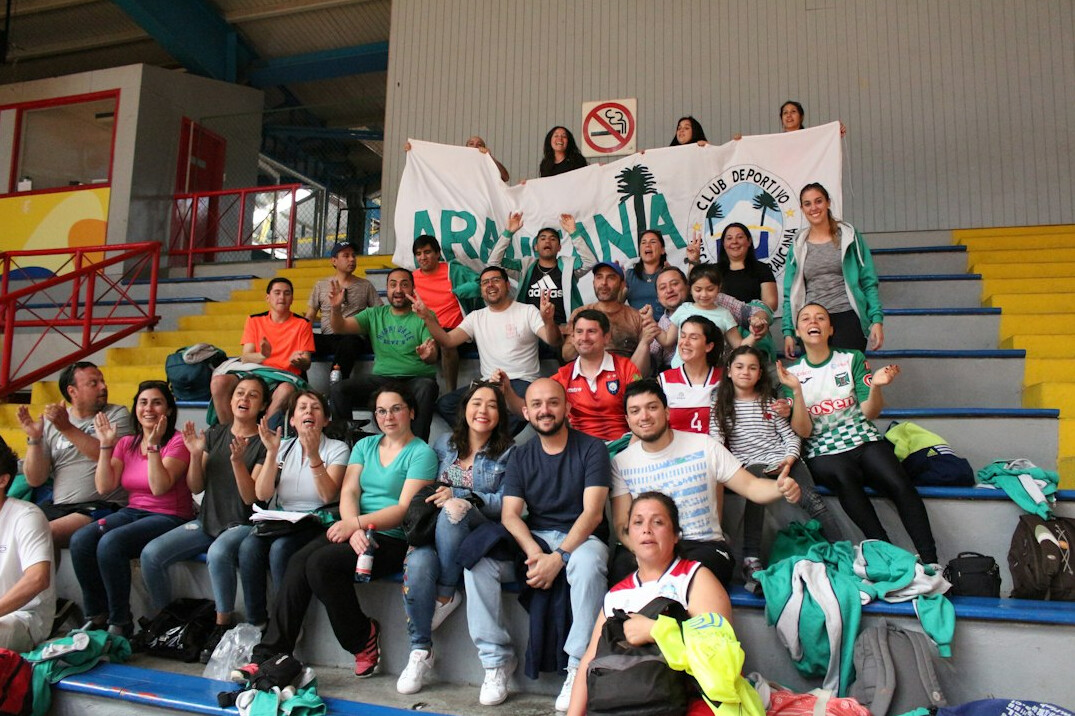 group of fans cheering